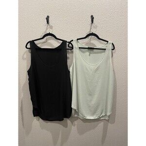 Lot Of 2: Banana Republic Sleeveless Shirt Black & Mint Open Back Sz Large